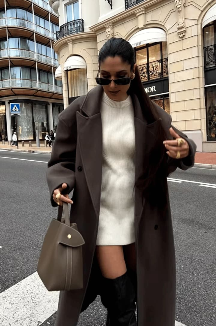Street-Wave Plus Size Wool Coat With Double Button Front For Elegant Women Modern Winter Outfit Essential
