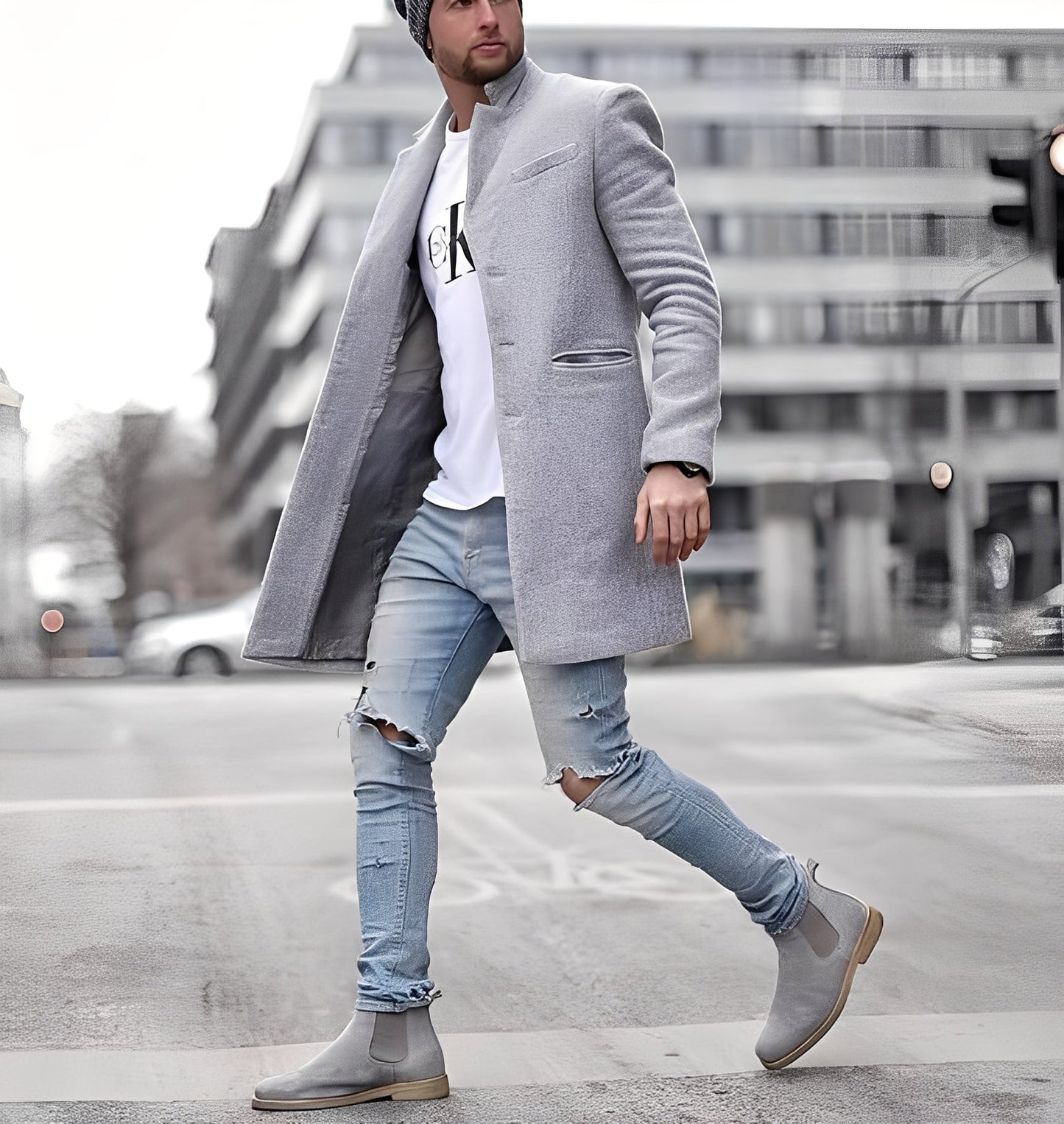Street Wave Mens Long Wool Coat Warm Casual Yet Refined Versatile Outerwear For Men