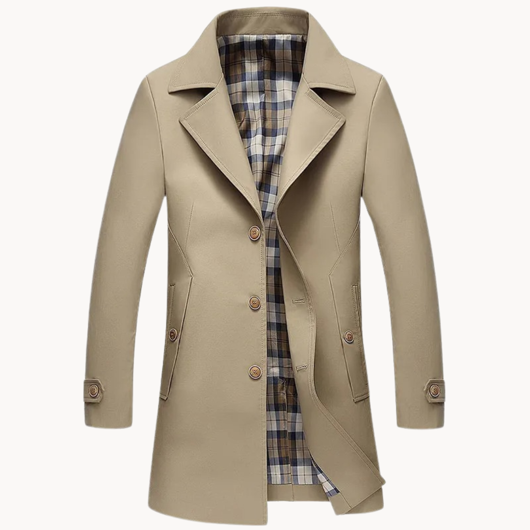 Street-wave Windproof Mens Trench Coat With Waterproof Insulation For Winter Weather