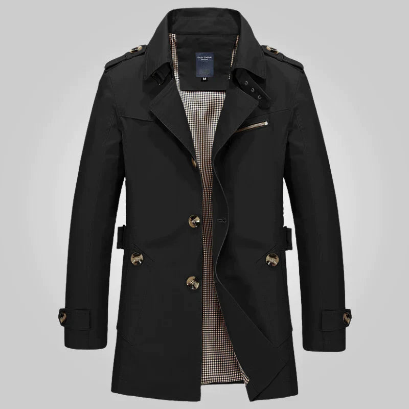 Street Wave Trench Coat With Revolver Collar For Timeless Elegance For Professionals And Outdoor Wear