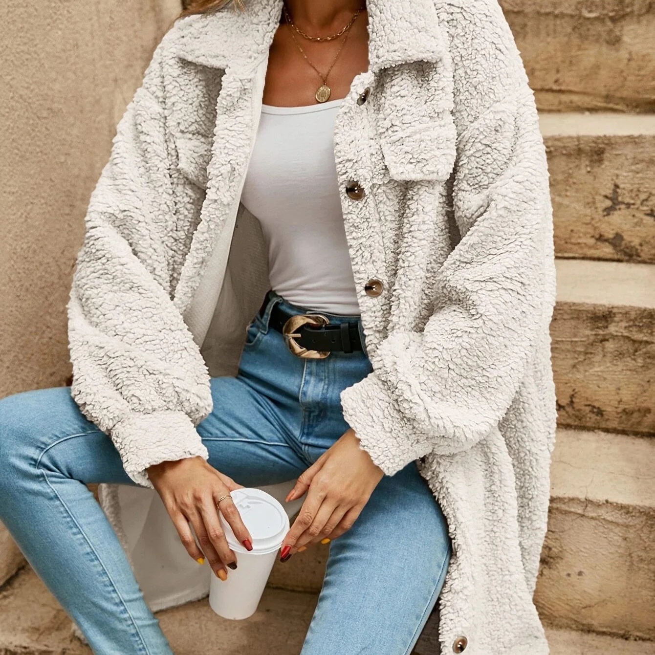 Streetwave Teddy Coat for Women Cozy Warmth Versatile Fall Fashion Trendy Outerwear