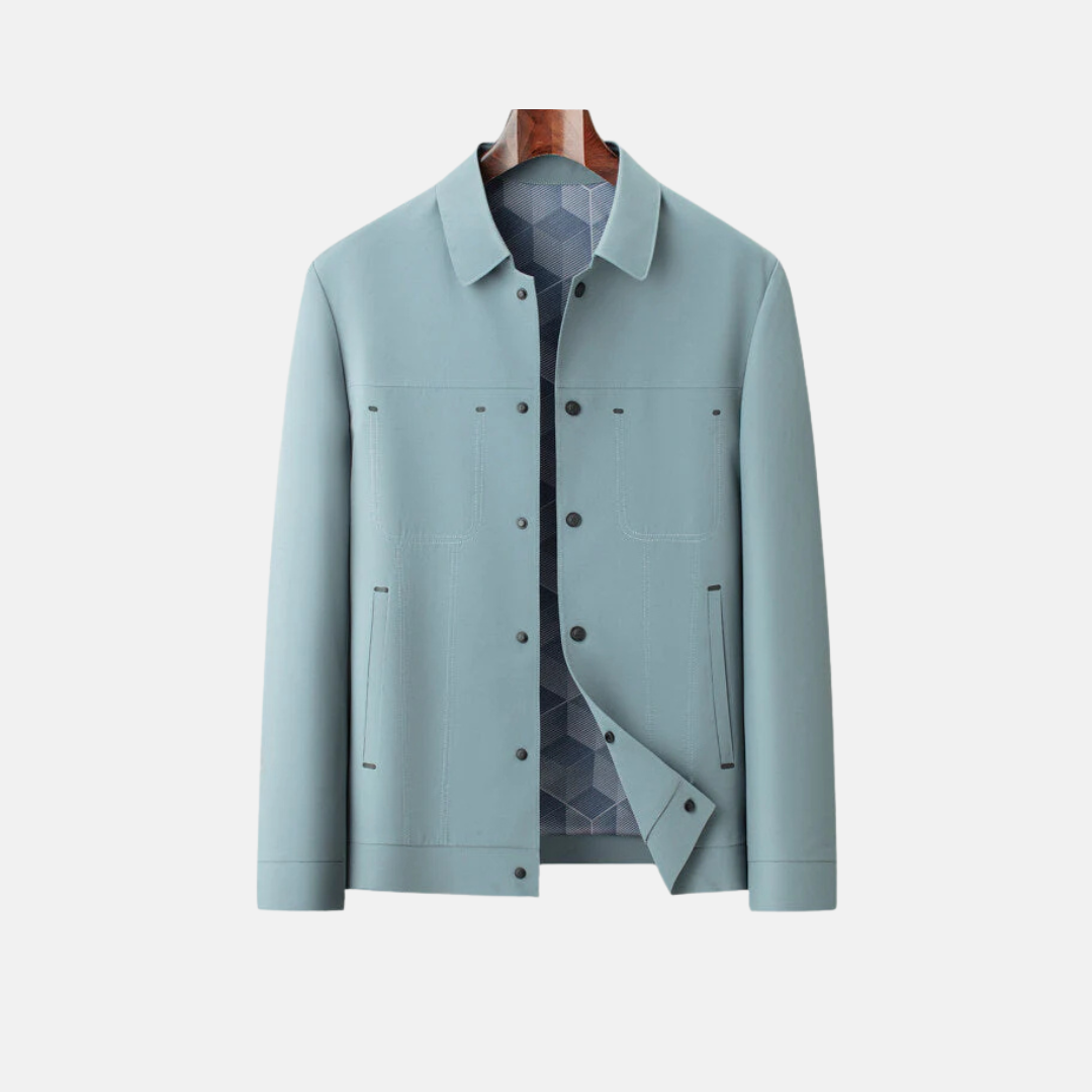 Men's Casual Jacket With Relaxed Fit Button Front Patterned Lining Hip Length Nordisk Flair By Street-Wave