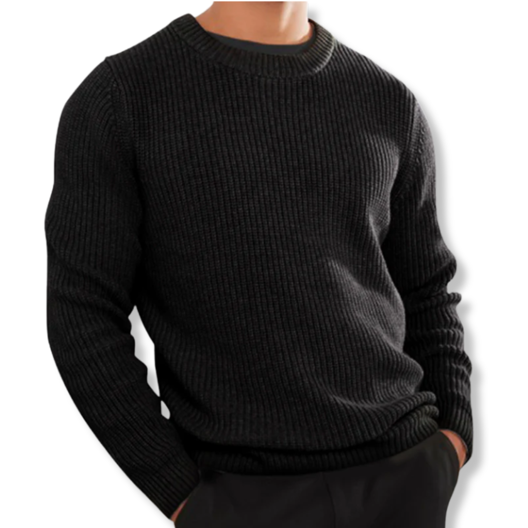 Men's Relaxed Fit Crew Neck Knit Sweater Street-Wave Warm