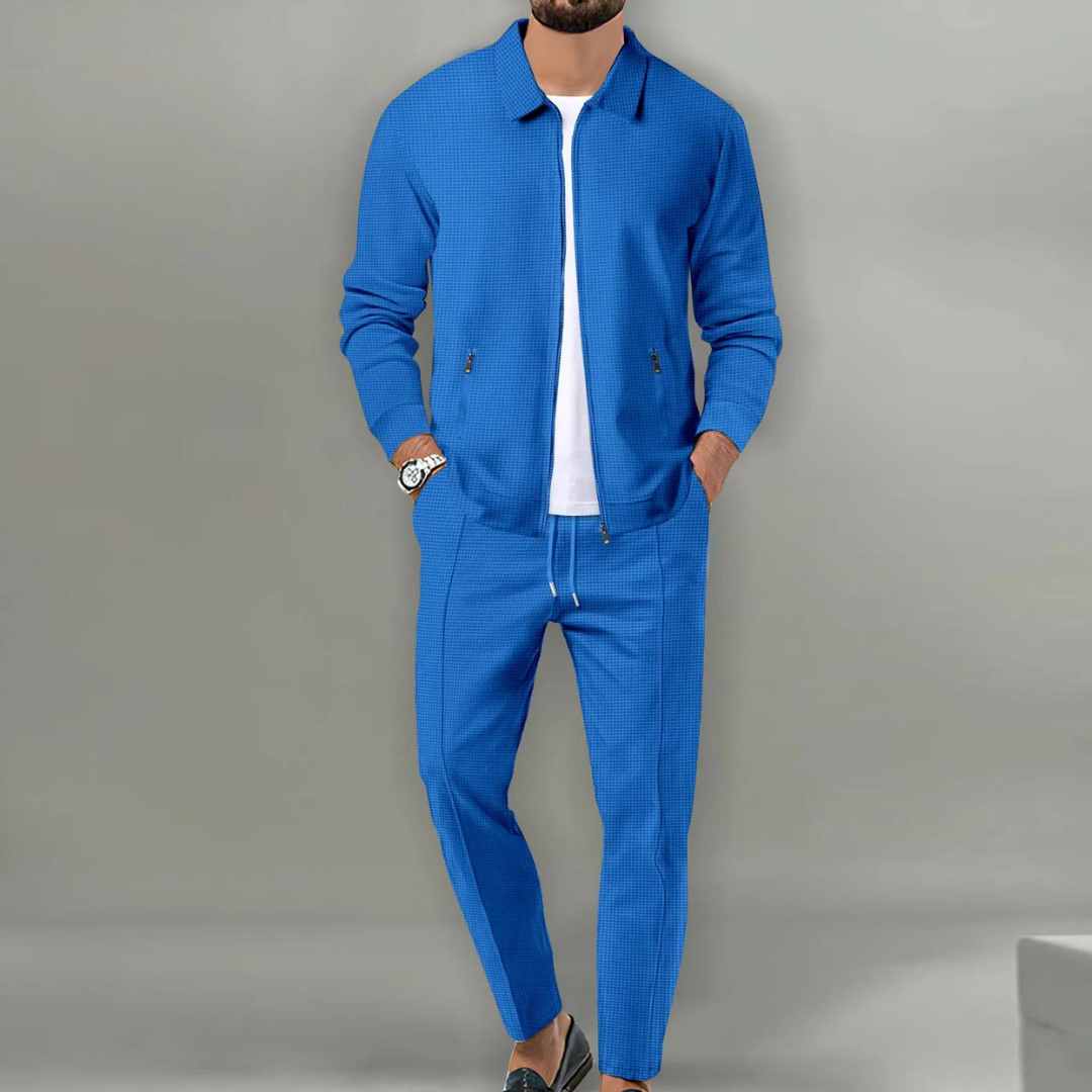 Streetwave Men's Two Piece Suit Set With Comfortable Jacket And Trousers For Modern Effortless Style