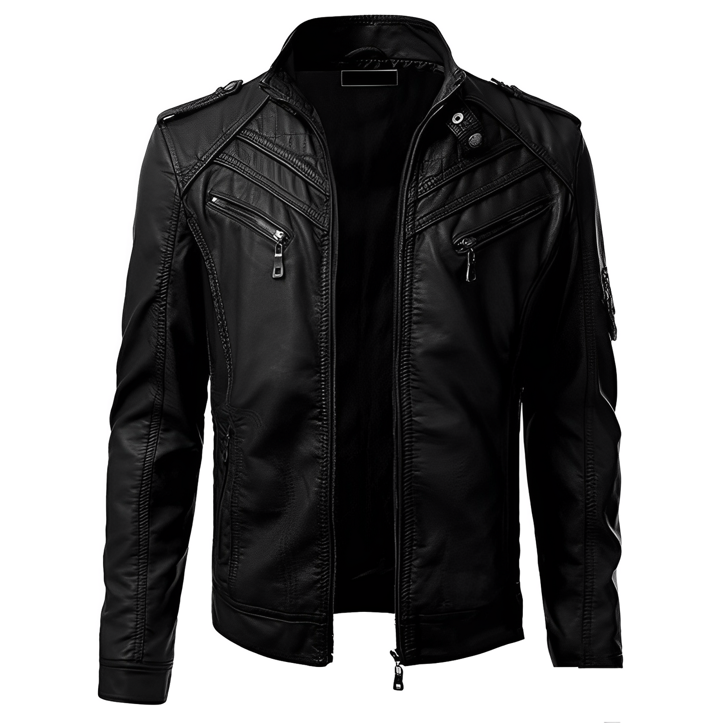 Street-Wave Leather Jacket for Men Premium Quilted Shoulder Panel Warmth and Comfort