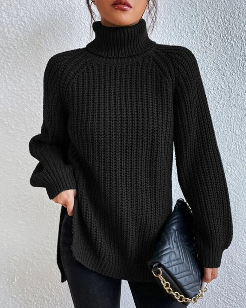Beatrice Cozy Winter Ribbed Turtleneck Sweater For Women Street Wave