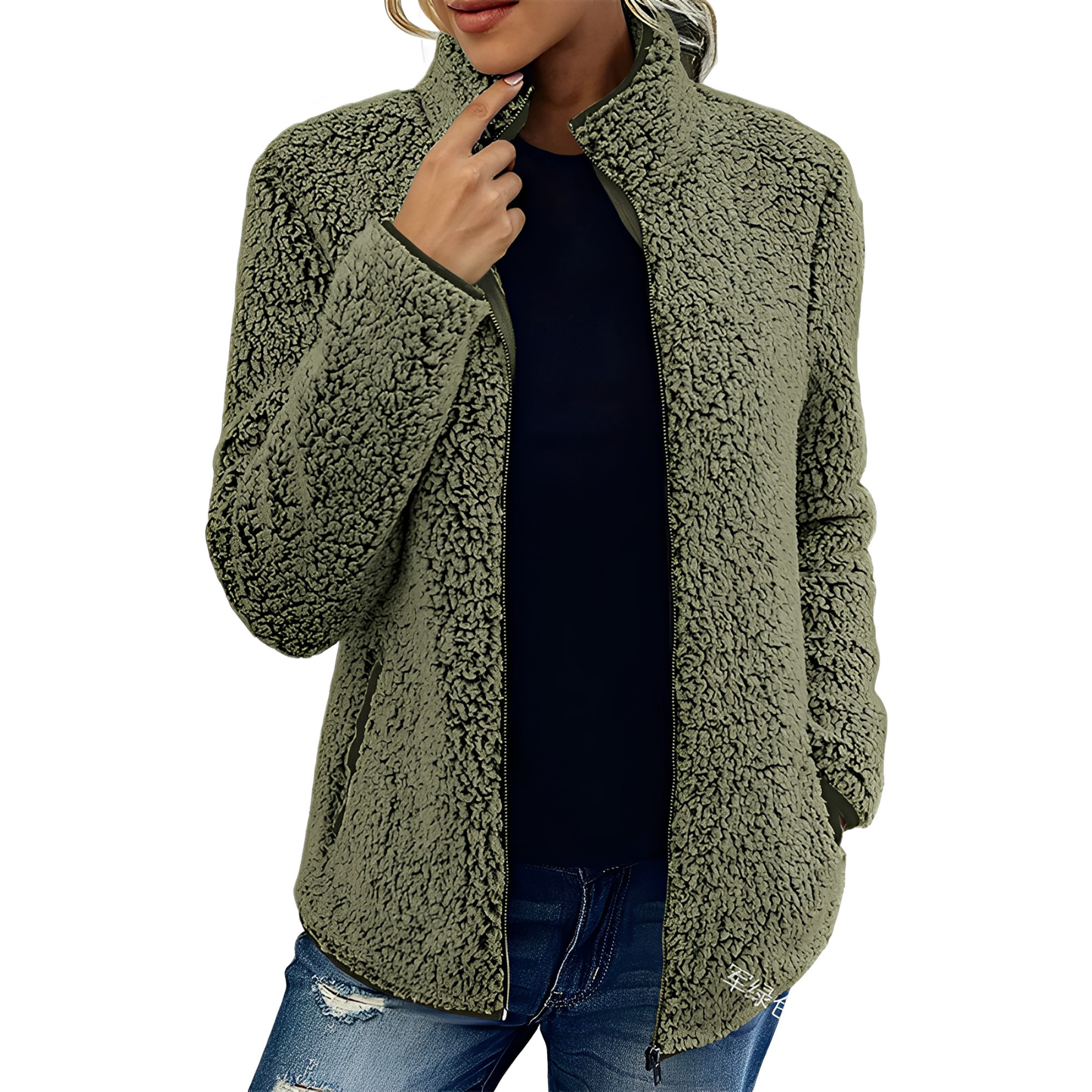Street-wave Fleece Velour Coat For Women Cozy Warmth And Elegant Style With Zip Front