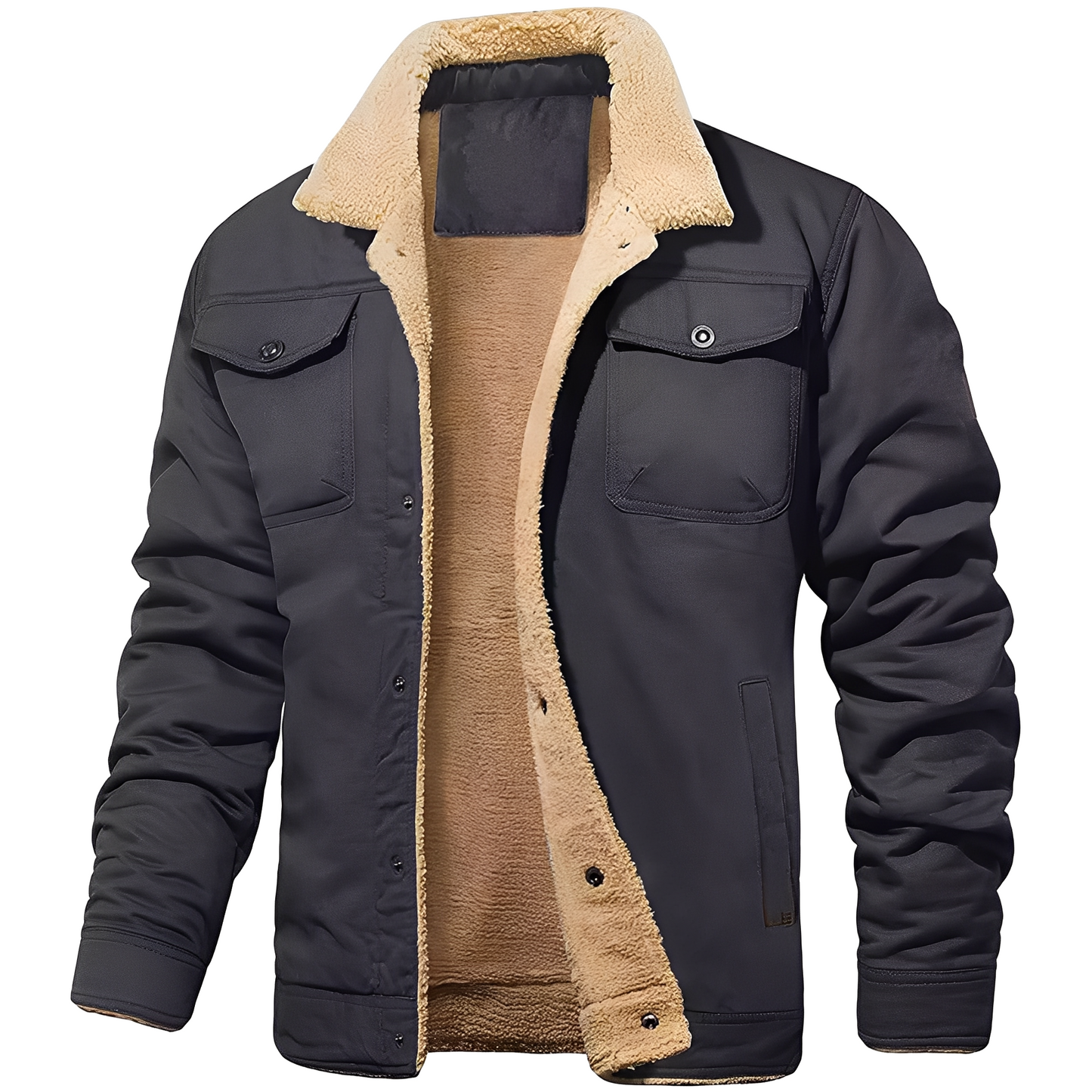 Streetwave Fleece Twill Jacket For Men With Sherpa Lining And Relaxed Fit All Day Comfort