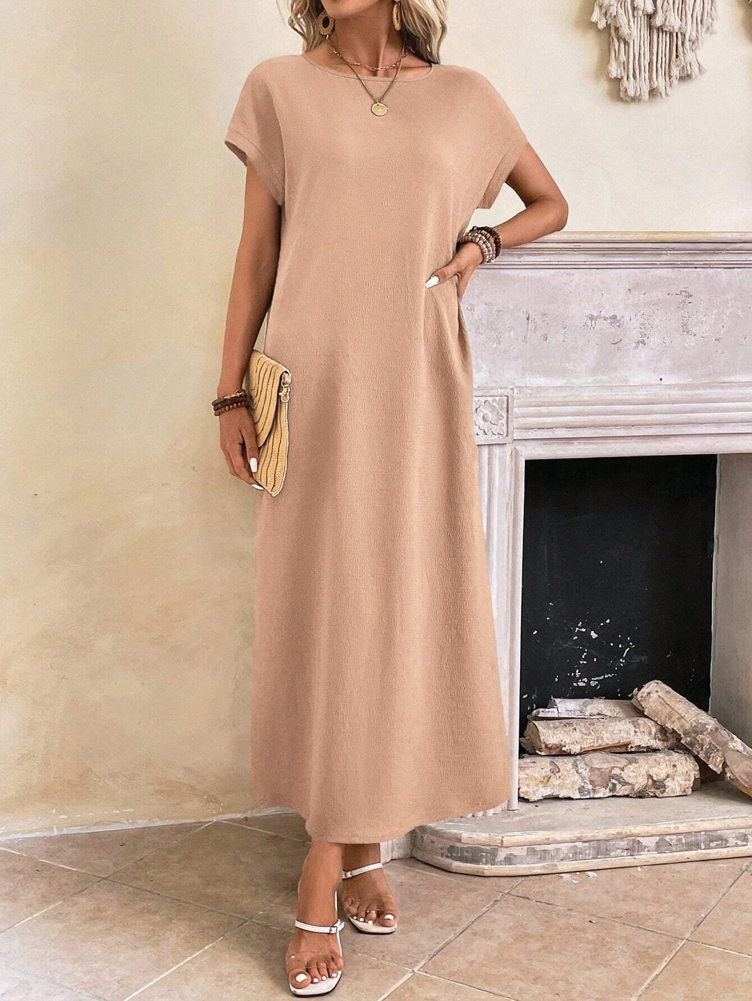 Street Wave Batwing Tunic Dress Women Effortless Comfort
