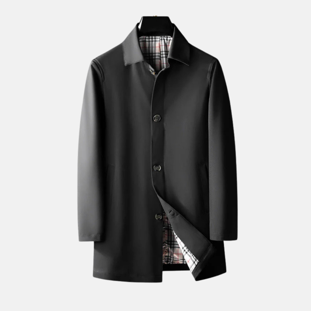 Street-Wave Wool Blend Coat Men's Tailored Fit Button Front Sleek Formal