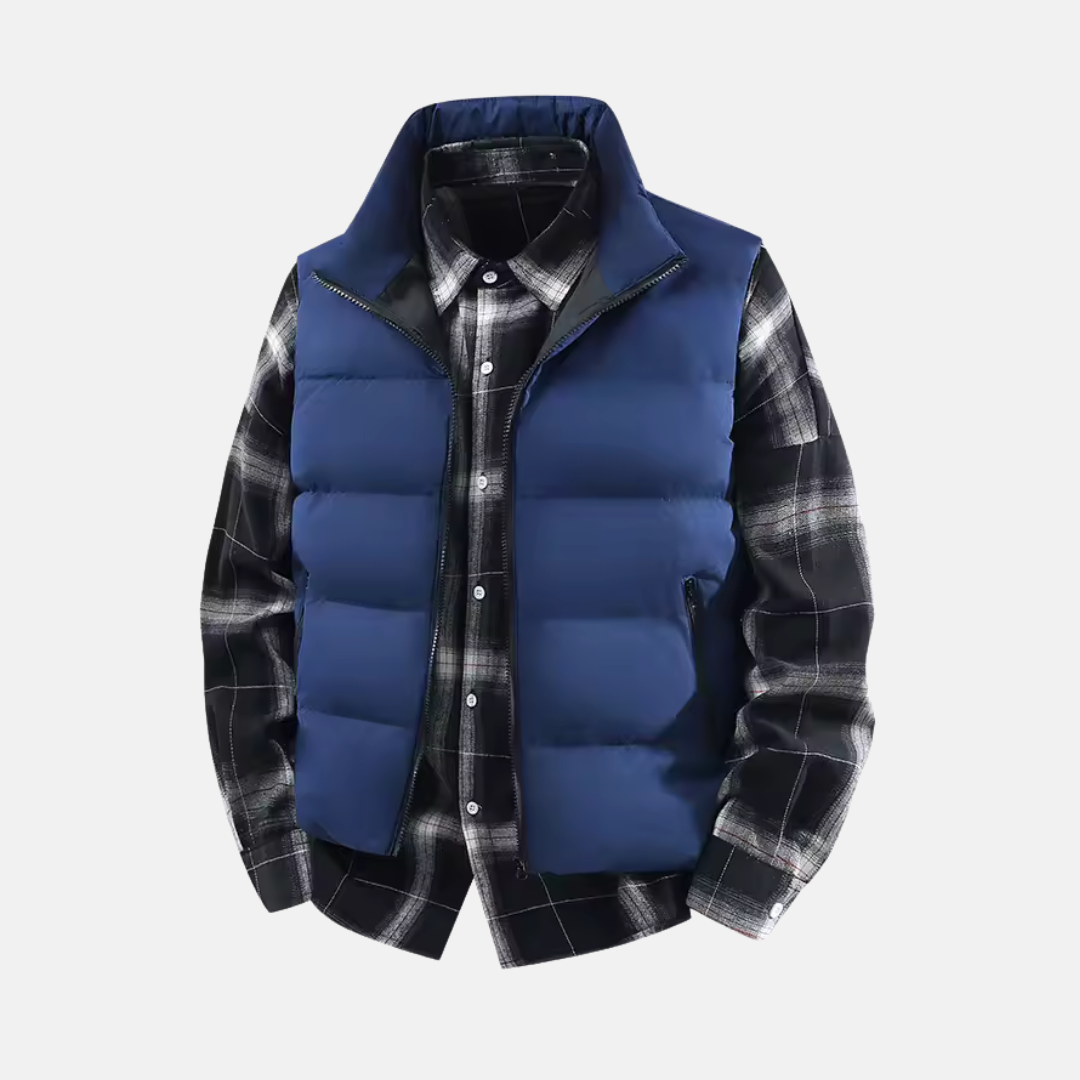 Men's Puffer Vest With Quilted Insulation Regular Fit Stand Collar And Zipper Closure