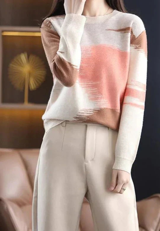 Street-Wave Maelis Tie-Dye Long Sleeve Pullover For Women - Soft Lightweight Knit With Modern Abstract Print