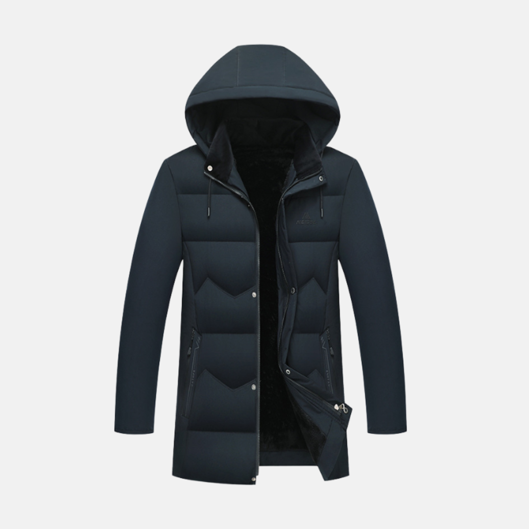 Men's Padded Coat With Quilted Hood Plush Lined Regular Fit Weather Resistant By Street-Wave