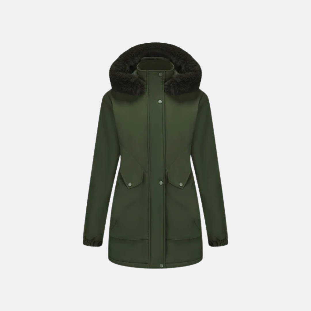 Street-Wave Women's Parka Mid-Length With Faux Fur Hood