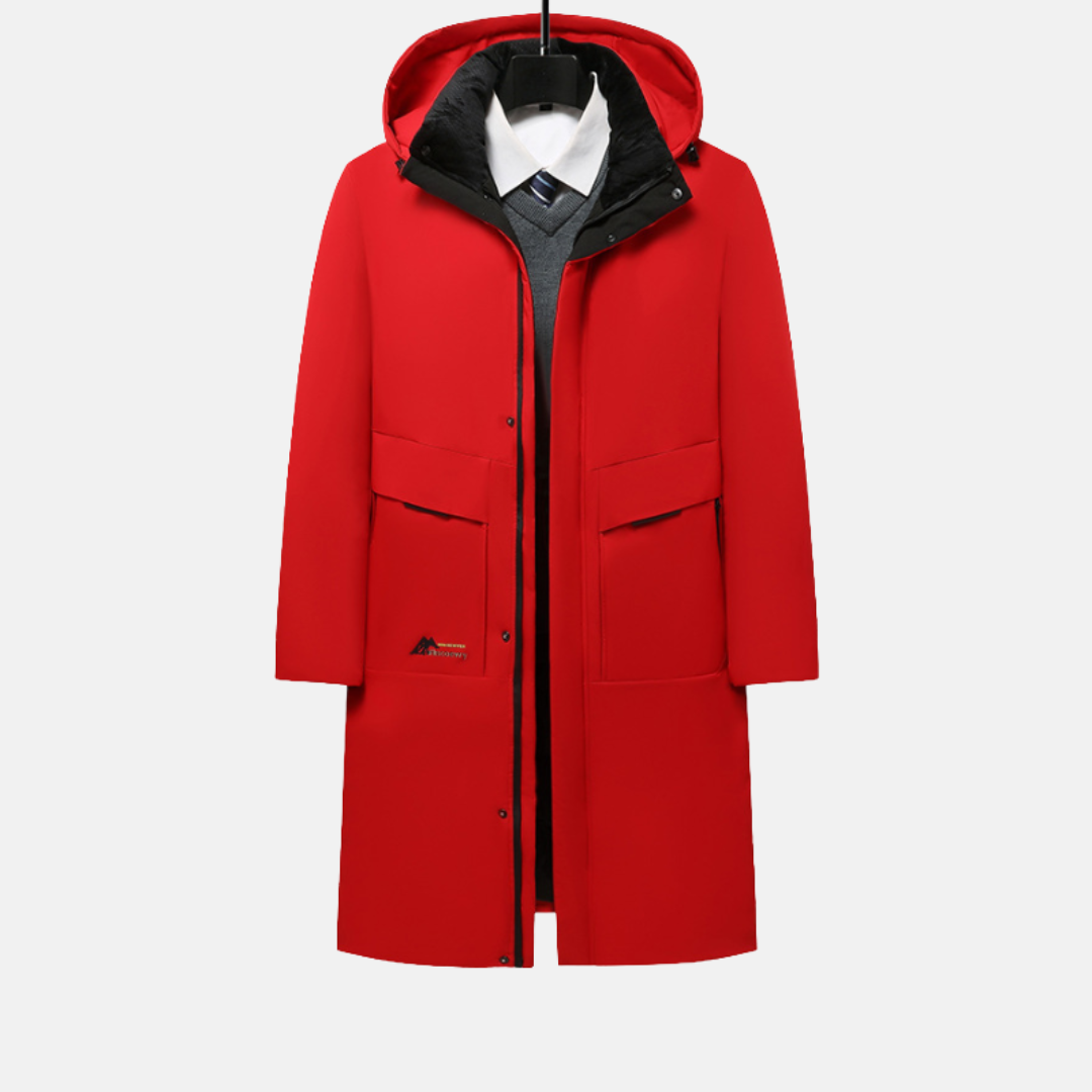 Street Wave Mens Insulated Long Coat With Hood For Winter