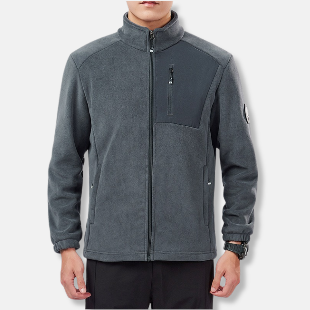 Street-Wave Mens Fleece Jacket With Stand Collar Full Zip Regular Fit Elastic Cuffs Winter Outerwear