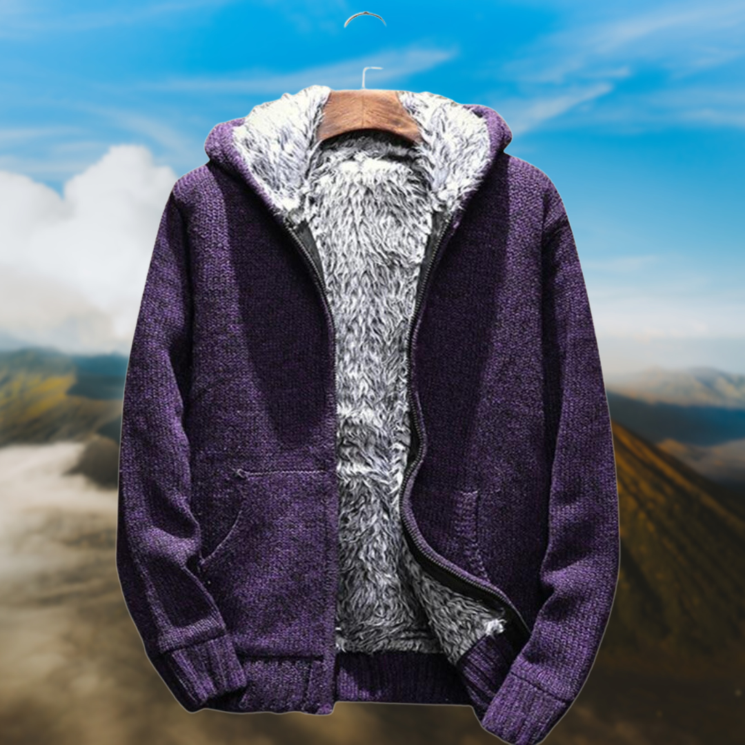 Street-wave Faux Fur Lined Winter Coat For Men Warm With Full Zip Front Insulated Outerwear