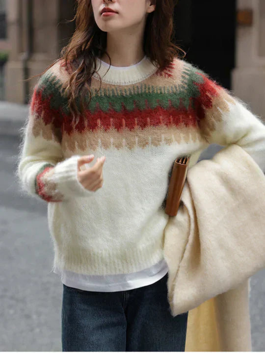 Najwa Pullover Retro Knit Design by Street-wave for Women Elegant Warmth and Comfort