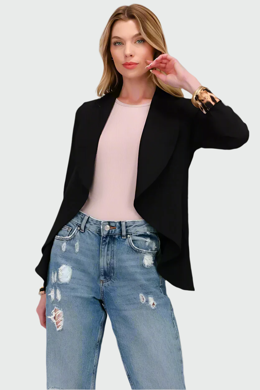Street-Wave Leopard Print Blazer With Leopard Cuff Sleeves Flowy Open Front For Women Casual Chic