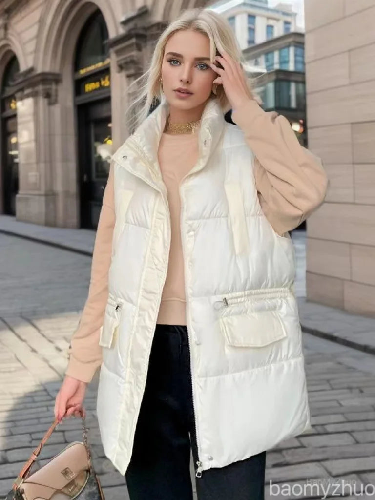 Street-Wave Women's Bodywarmer Cozy Puffer Vest With Warm Cotton Blend For Urban Style