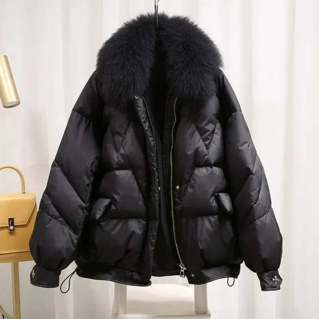 Street-Wave Women's Puffer Jacket With Lux Fur Collar For Winter Warmth And Sophistication
