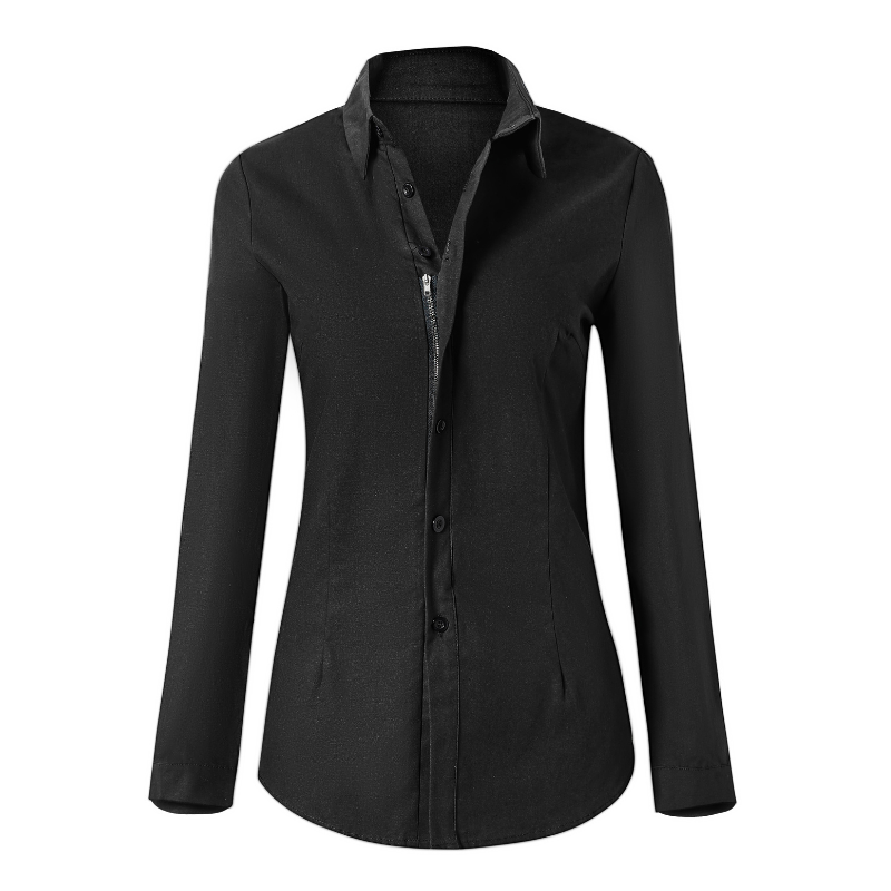 Street-wave Women's Classic Long Sleeve Blouse With Sleek Silhouette For Office And Everyday Wear