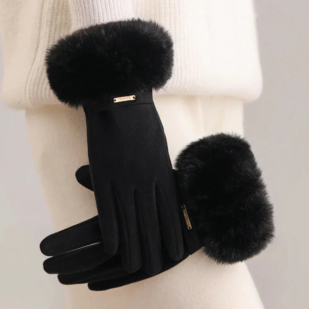 Florence Fur Cuff Fitted Fur Cuff Gloves | Solid Wrist-Length Gloves