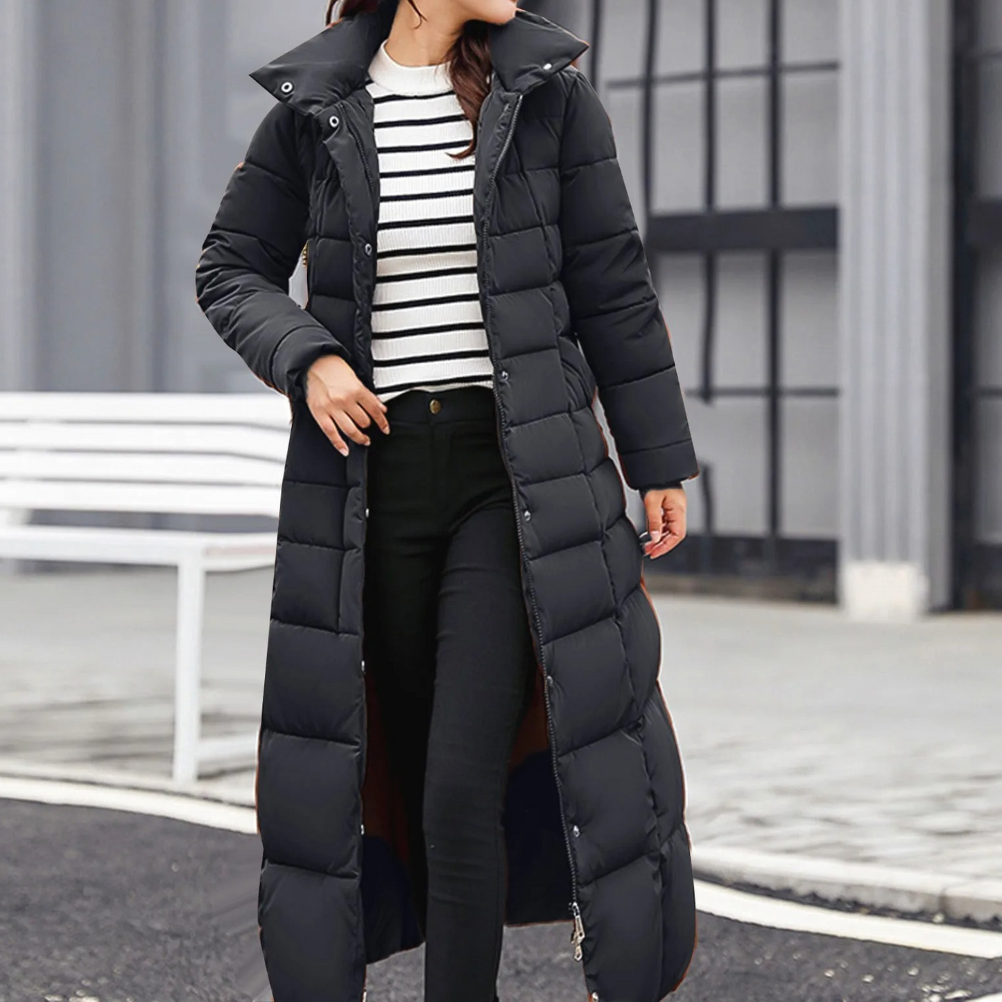 Street-wave Women's Puffer Coat Belted Warm Winter Jacket with Cozy Quilted Design