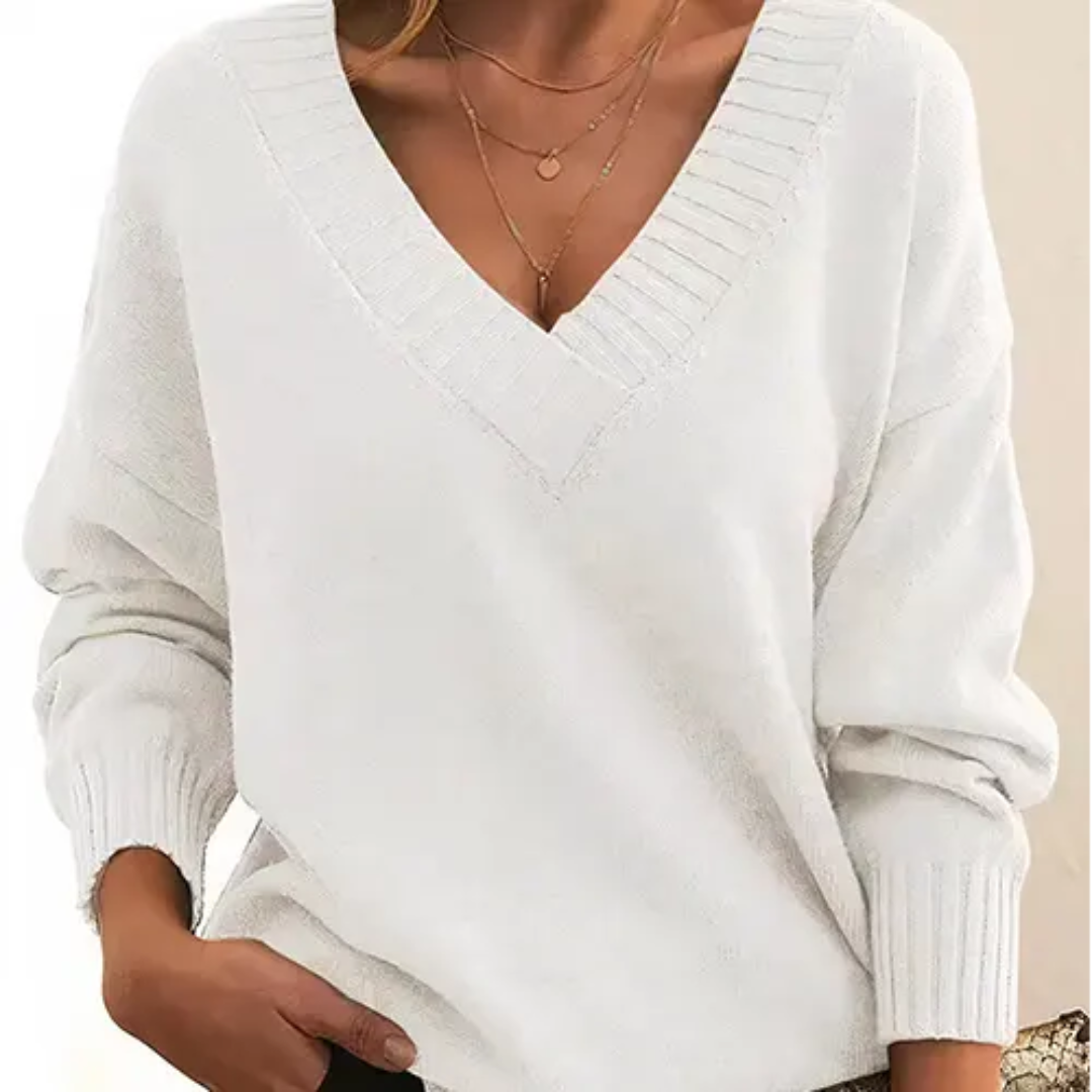 Street-Wave V-Neck Winter Pullover For Women Luxurious Warmth And Cozy Comfort Everyday Style