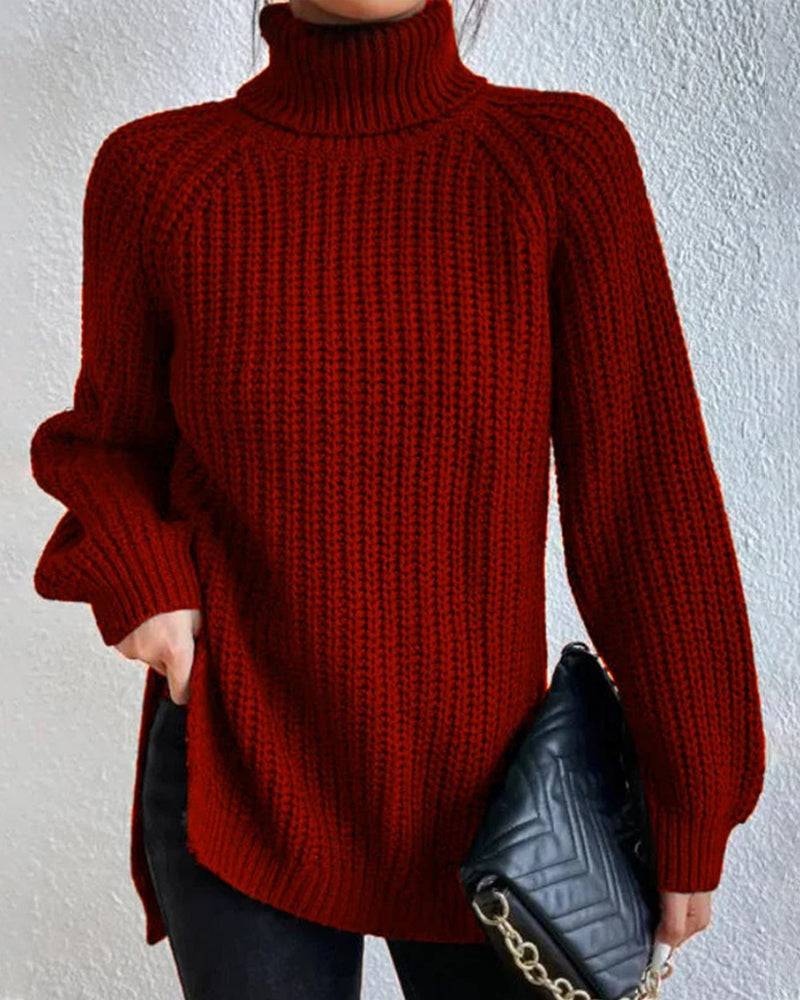 Beatrice Cozy Winter Ribbed Turtleneck Sweater For Women Street Wave