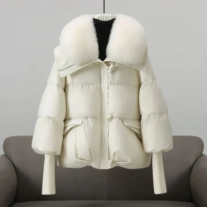 Street Wave Amira Women Puffer Coat With Luxurious Vegan Fur Collar Warm Elegant Winter Fashion