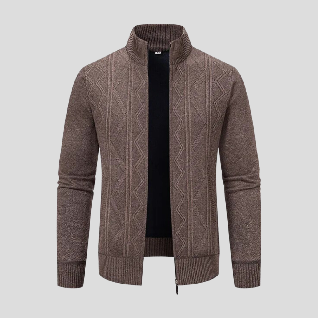 Street Wave Geometric Wool Jacket For Men With Ribbed Collar And Luxe Insulation