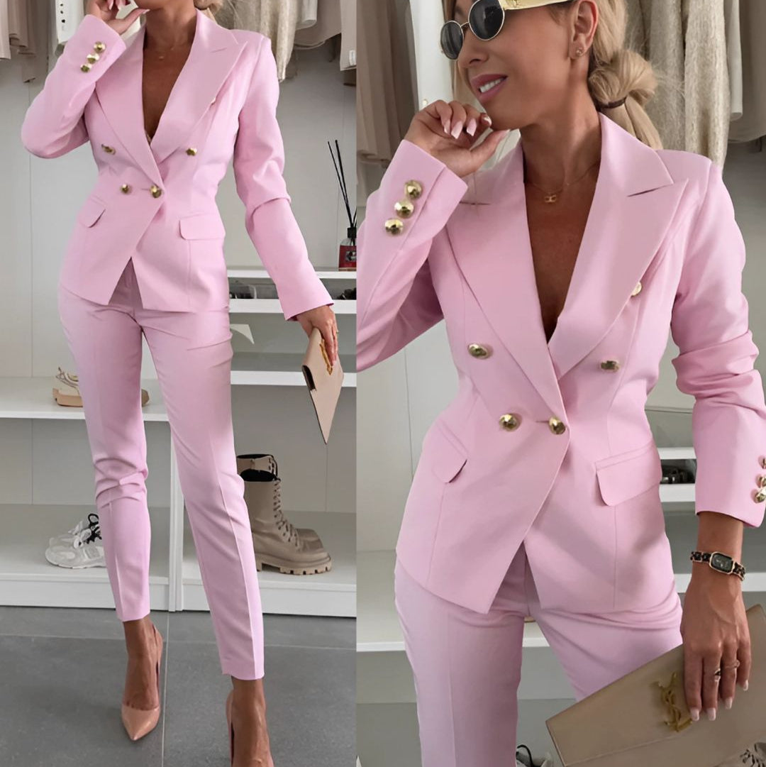 Street-Wave Lily Polished Double-Breasted Suit Set For Pros