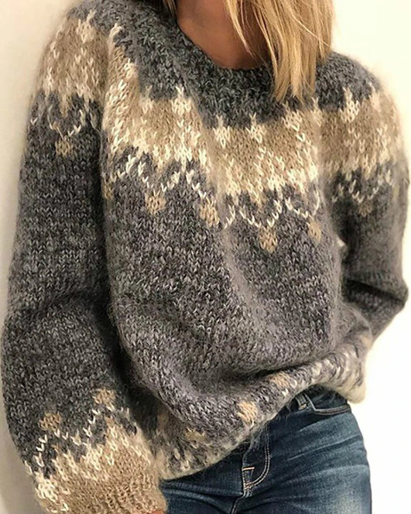 Street-wave Cozy Knit Pullover For Women Soft Warm Comfort With Trendy Chunky Knit Design