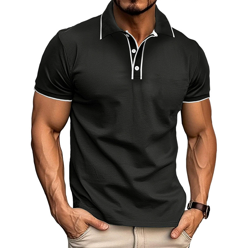 Men's Slim Fit Polo Shirt With Short Sleeves And Contrast Details For Casual Smart Style