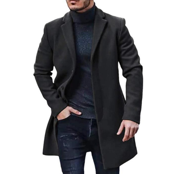 Street-wave Mens Wool Coat With Breathable Comfort And Warm Single Breasted Style