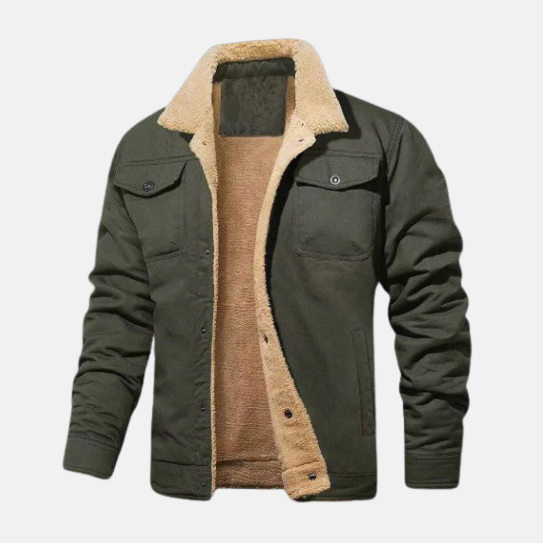 Street-Wave Men's Cotton Blend Jacket With Sherpa Collar Relaxed Fit