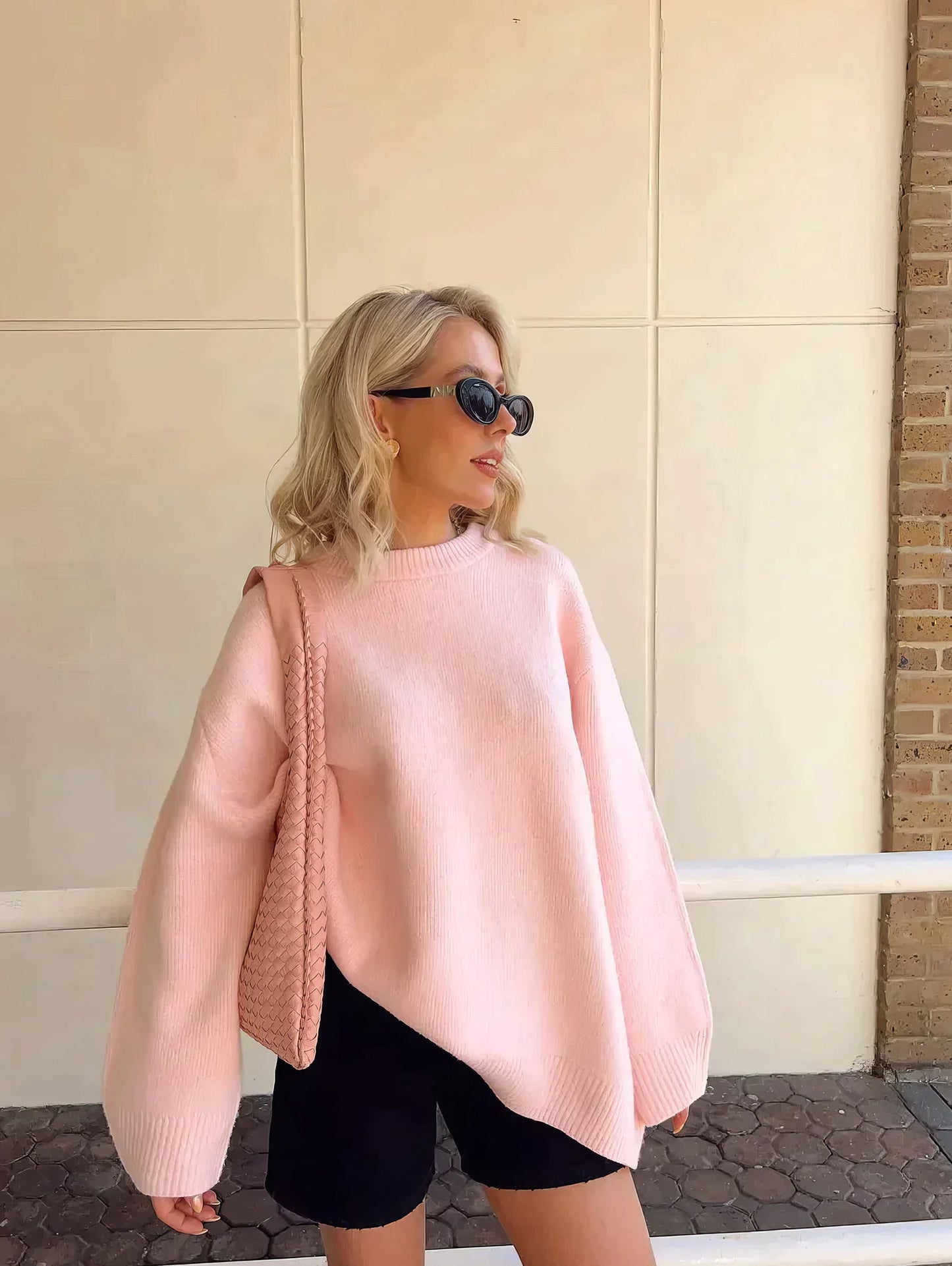 Street-wave Crewneck Knit Sweater For Women - Warm Cozy Preppy Style And Timeless Comfort