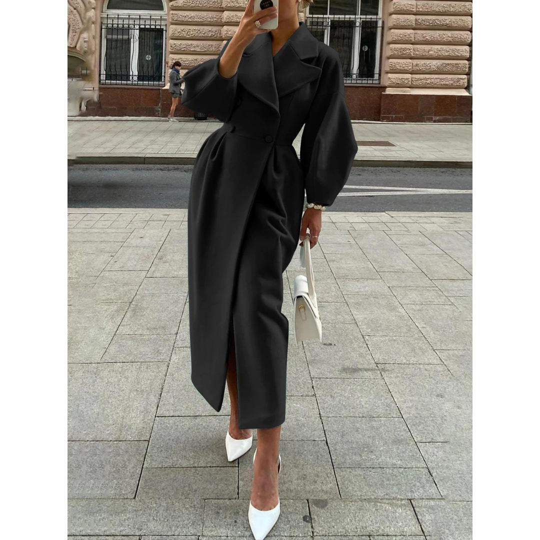 Street-wave Women's Long Solid Trench Coat For Autumn Timeless Elegant Outerwear