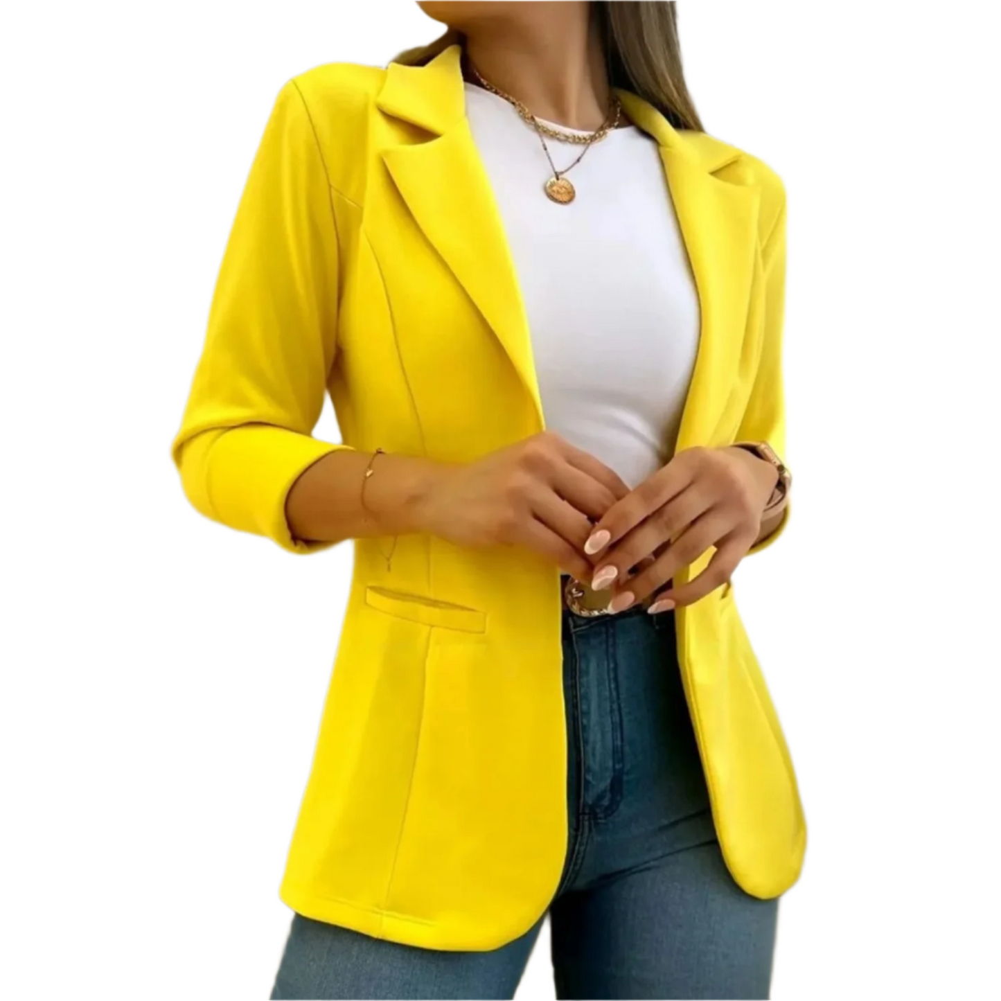 Street Wave Tailored Vintage Blazer For Women With Flattering Fit In Bold Yellow