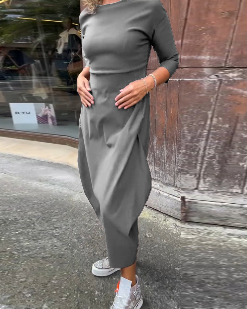 Street-Wave Womens Long Sleeve Dress With Pockets For Modern Women Elegant Silhouette All Day Comfort