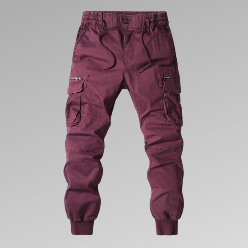 Street Wave Durable Cargo Pants For Men With Elastic Waistband And Reinforced Pockets