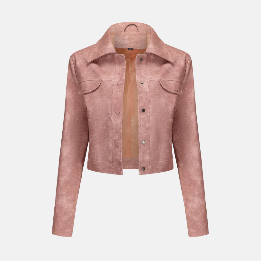 Street Wave Women's Cropped Jacket For Chic Women With Woven Texture