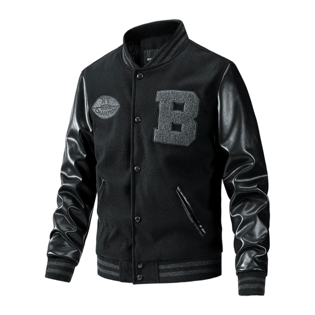 Streetwave Baseball Jacket With Lamb Leather Sleeves For Streetwear Enthusiasts Warm Comfort And Sporty Elegance