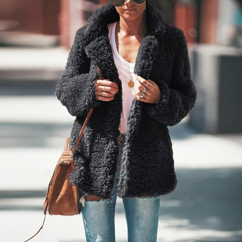 Streetwave Women's Teddy Coat Warm Cozy Plush Fleece For Cold Winter Weather Versatile Outerwear