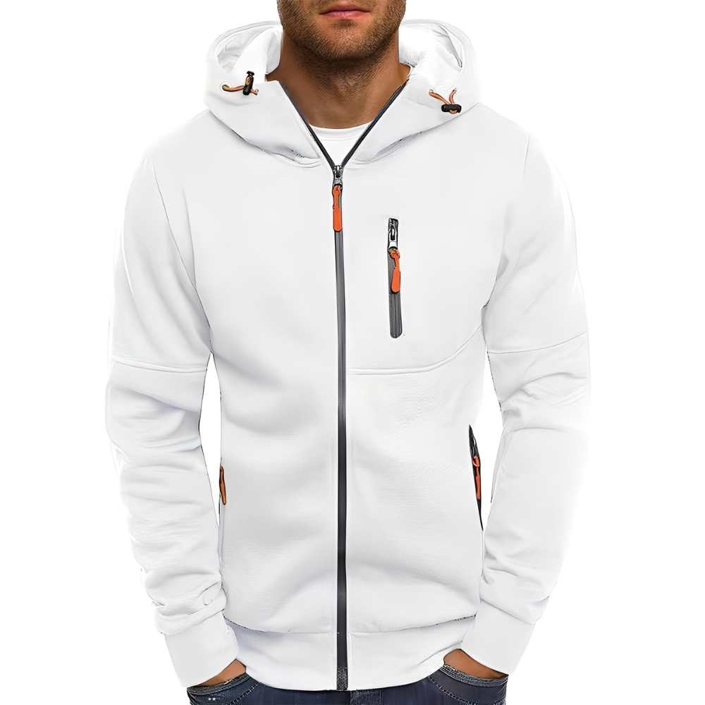 Street-wave Hooded Zip Up Jacket For Men Premium Comfort And Easy Zip Front Pocket Convenience