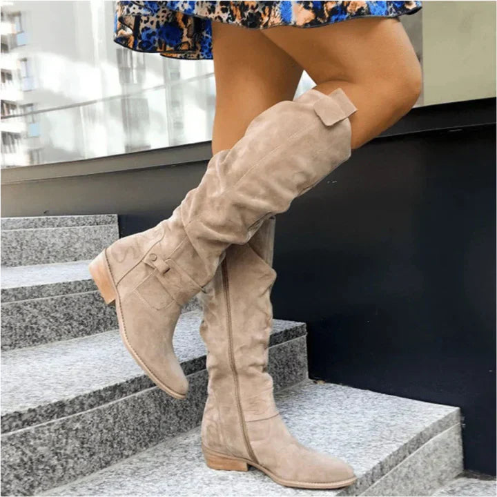 Street-Wave Women's Knee High Boots Zip Closure All Day Comfort Elegant Style For Women Everyday Wear