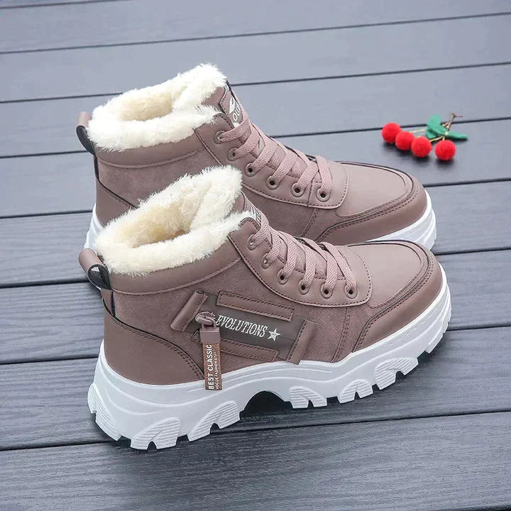 Street Wave Thick Cotton Snow Boots With Warm Faux Fur Lining For Urban Winter Wear