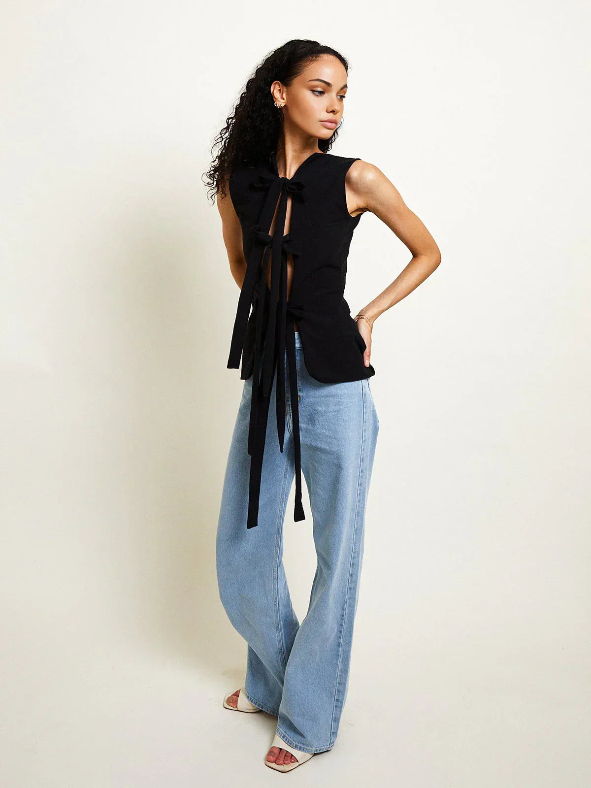 Street-wave Tie Front Top For Women Trendy Elegant Lightweight Comfort Versatile Chic Style