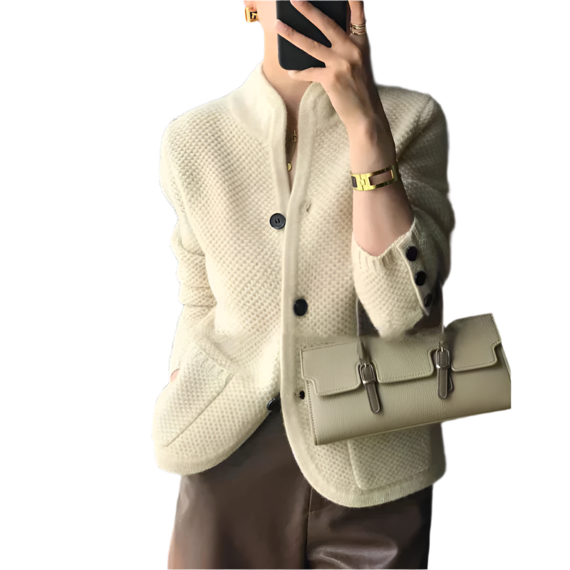 Street Wave Structured Wool Blend Coat For Women Cream Color Elegant Warmth Timeless Fit